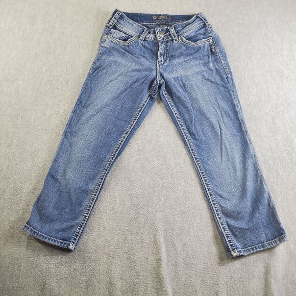Silver Jeans Womens 25W Blue Suki Surplus Light Wash Denim Capris - Picture 1 of 12